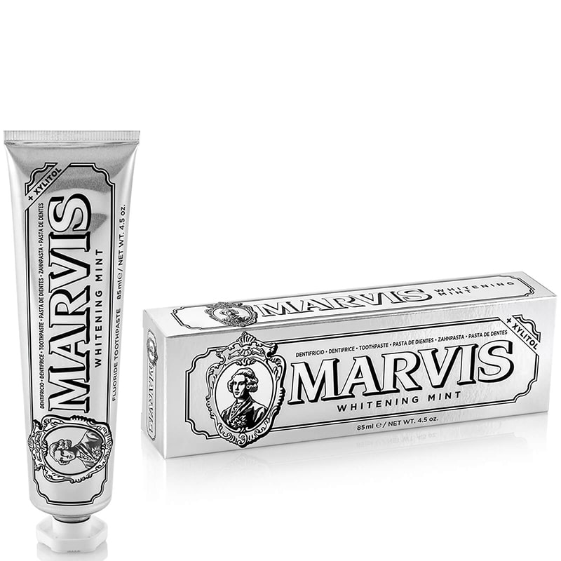 Kem Đánh Răng Marvis Whitening Mint màu trắng bạc