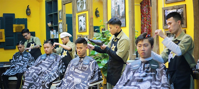 tiệm rời tóc phái nam ở Hà Nội