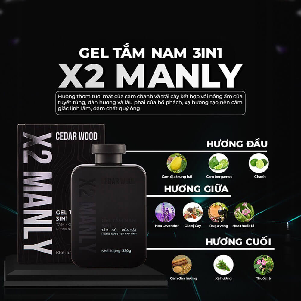 Sữa tắm X2 Manly 3IN1
