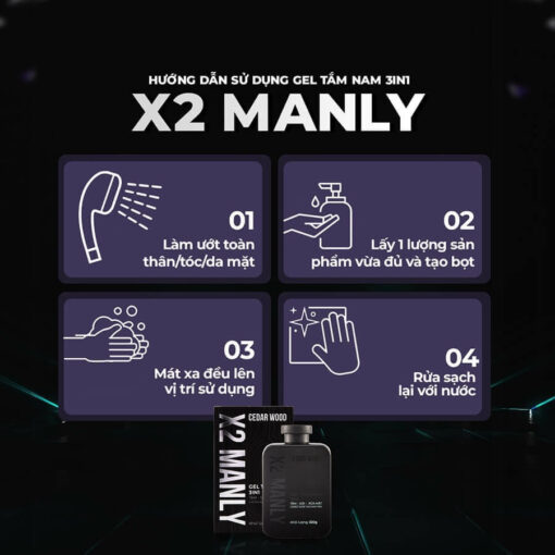 Sữa tắm cao cấp X2 Manly 3IN1