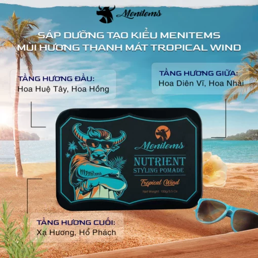 Sáp dưỡng vuốt tóc Menitems Tropical Wind chính hãng